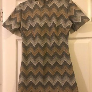 Vintage Gray and Tan Mini Dress